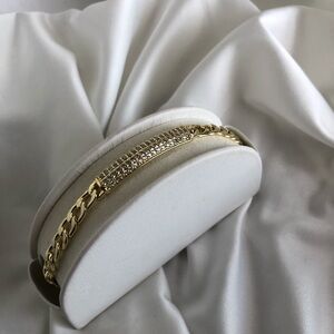 New 18K Gold-Filled Sparkling CZ ID Bracelet Unixes.